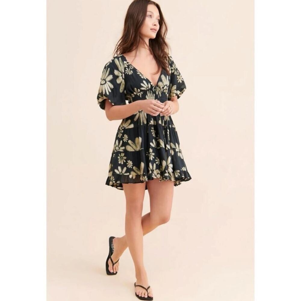 Free People Bohemian Floral Flutter Sleeve Perfect Day Printed Mini Dress Medium - Picture 8 of 16